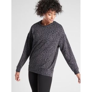 Athleta Pure Luxe Leopard Crewneck Pullover Jumper